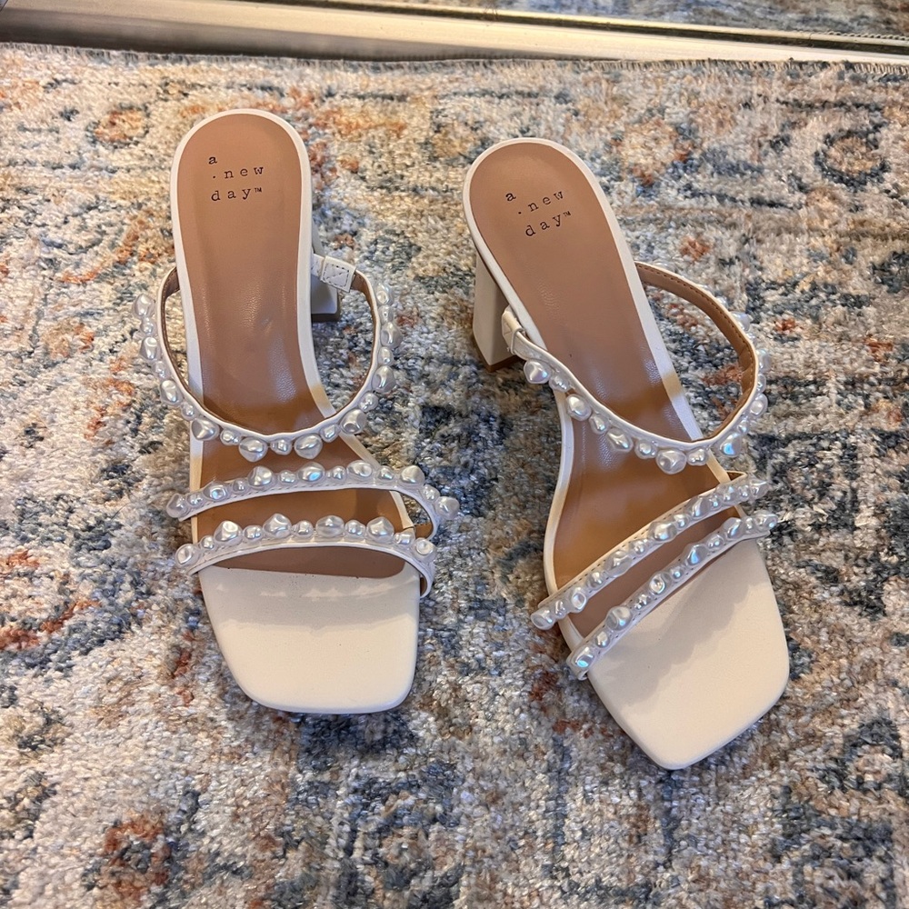 White slide on heels